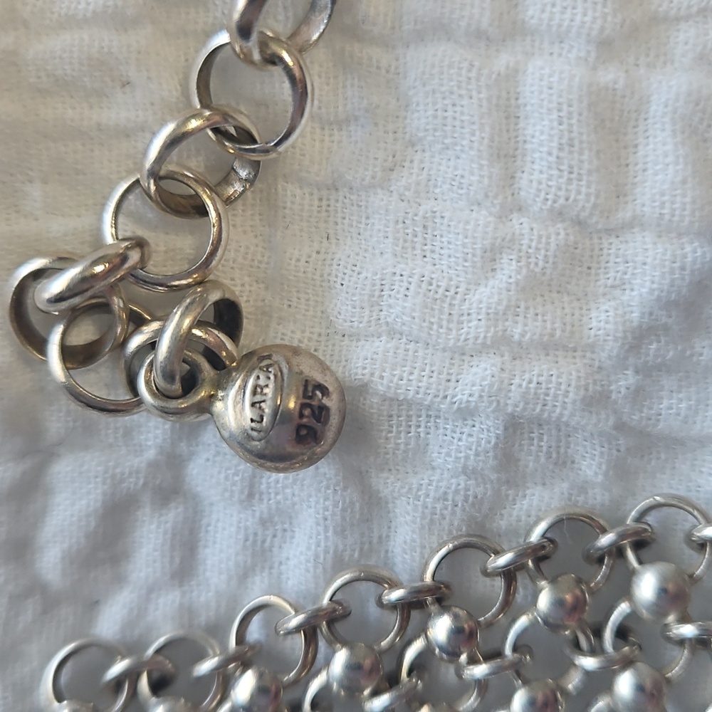 925 Solid Silver Orange Stone Flower Chocker - image 4